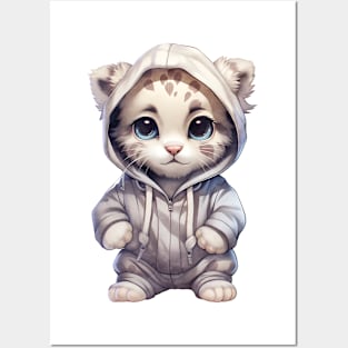 Snow Leopard Wearing Hoodie Posters and Art